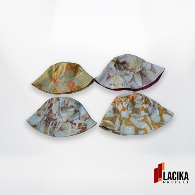 Topi Bucket Eco Print - Gambar 1